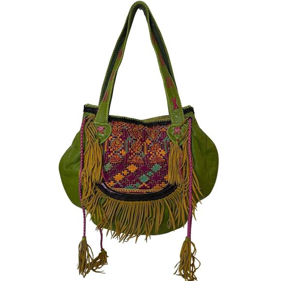Ibiza World Family Handbag Women's Handcrafted Leather Embroidered Boho Artsy - Picture 2 of 16